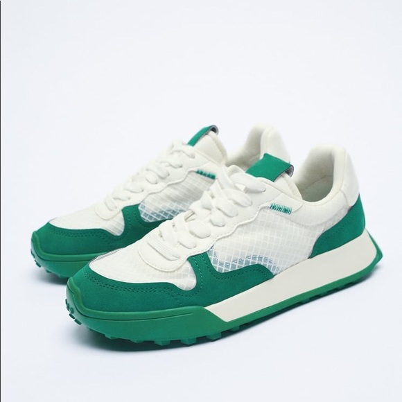 Zara Shoes - zara colorful green and white sneakers WORN ONCE